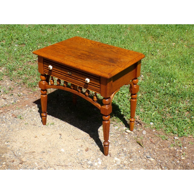 Vintage Solid Oak Lexington Recollections Collection End Table Nightstand For Sale - Image 11 of 14