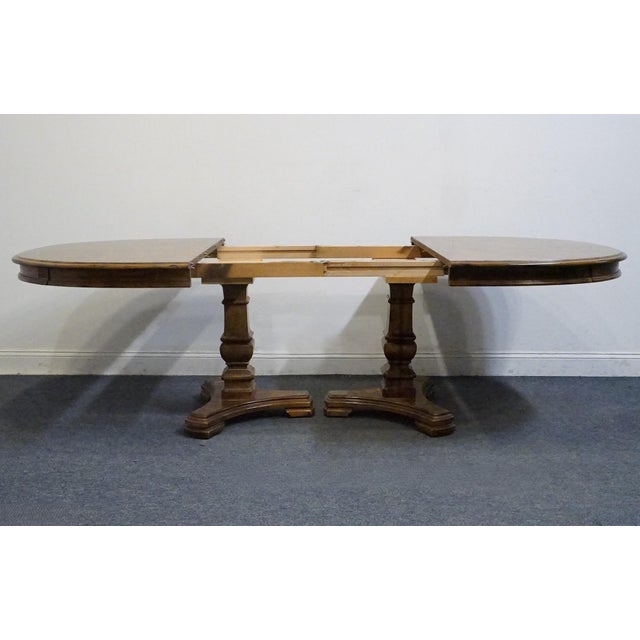Bernhardt Furniture Walnut French Provincial 100" Oval Double Pedestal Dining Table For Sale In Kansas City - Image 6 of 12
