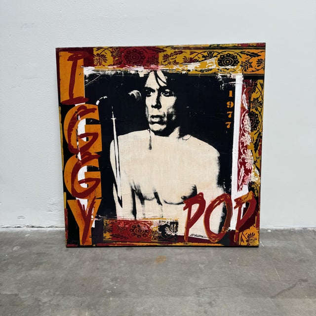 Original Signed Jackie Stanton "Iggy Pop" Mixed Media Acrylic Painting For Sale - Image 10 of 10