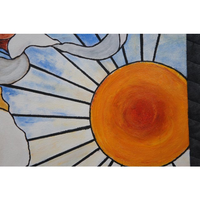 Steve Knowls Art Nouveau Oil Painting After Tiffany's Woman Greeting the Sun 26" For Sale - Image 6 of 9