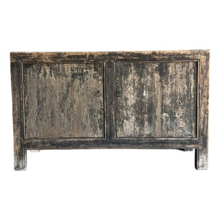 Vintage Painted Elm Wood Console Table With Drawers For Sale