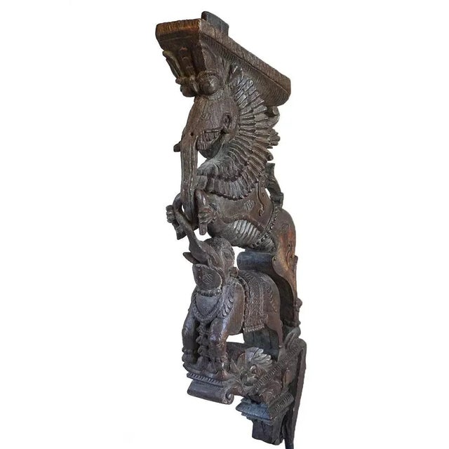 Indian Teak Architectural Bracket on Iron Stand For Sale - Image 4 of 8