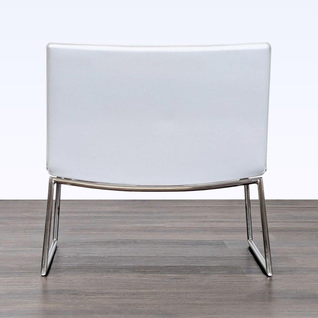 2010s Cb2 Triumph Modern White Leather Lounge Chair With Sleek Chrome Frame For Sale - Image 5 of 8