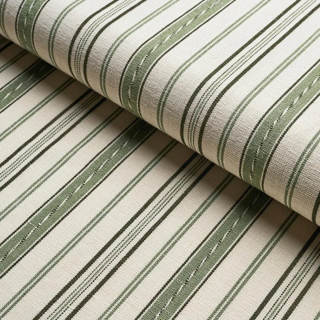 Schumacher Sample - Schumacher Lightfoot Stripe Fabric in Moss For Sale - Image 4 of 4