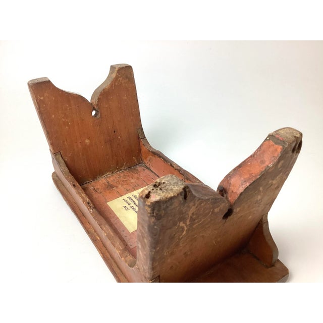 Wood Early 1800’s Antique Primitive Wood Footstool Bench in Great Old Paint For Sale - Image 7 of 7