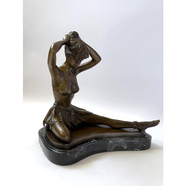 Metal Bronze Statue of Seated Ballerina – 13" For Sale - Image 7 of 12