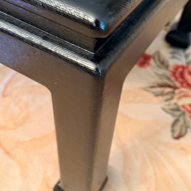 Asian Black Glazed Grasscloth Ming Coffee Table For Sale - Image 3 of 12