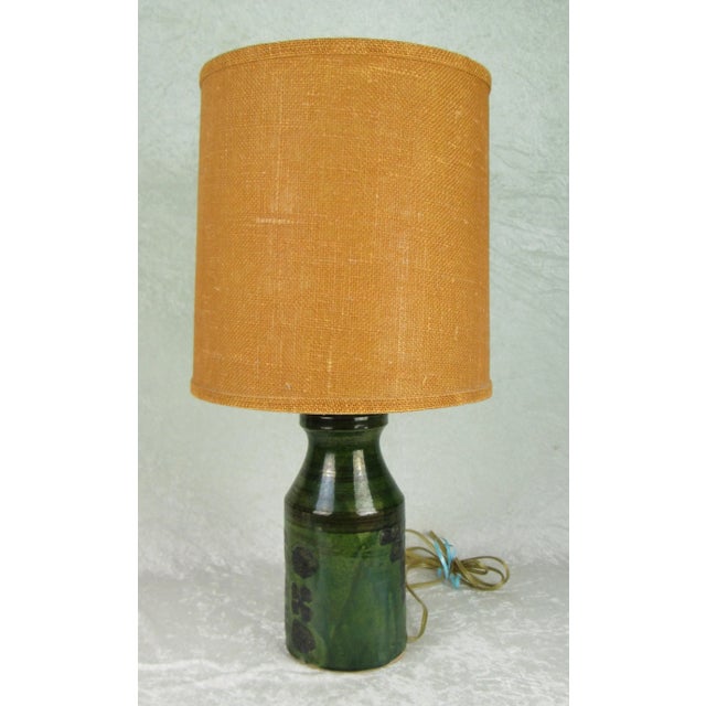 Mid 20th Century Hanne Stentoj Danish Modern Green Pottery Lamp Denmark For Sale - Image 4 of 12