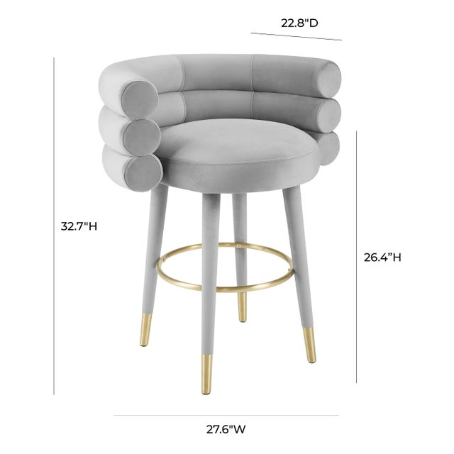 2020s Betty Grey Velvet Counter Stool For Sale - Image 5 of 7