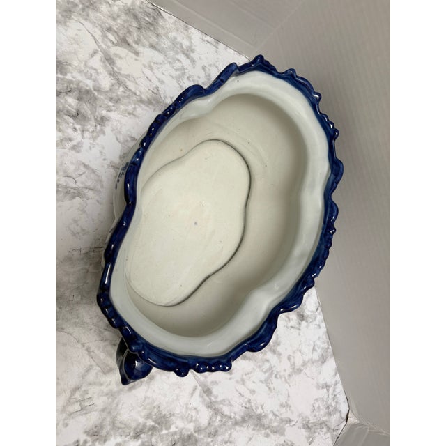 Large Blue and White Floral Plant Vessel For Sale - Image 4 of 8