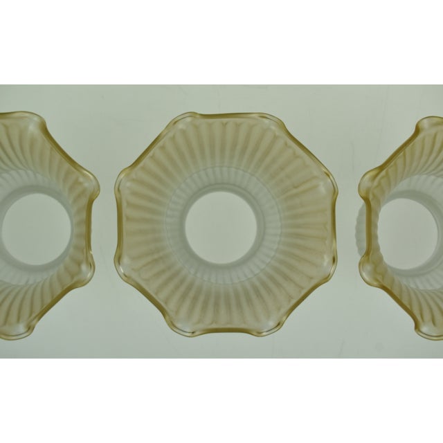Vintage Peach Tint Ribbed Fixture Shades - Set of 3 | Chairish