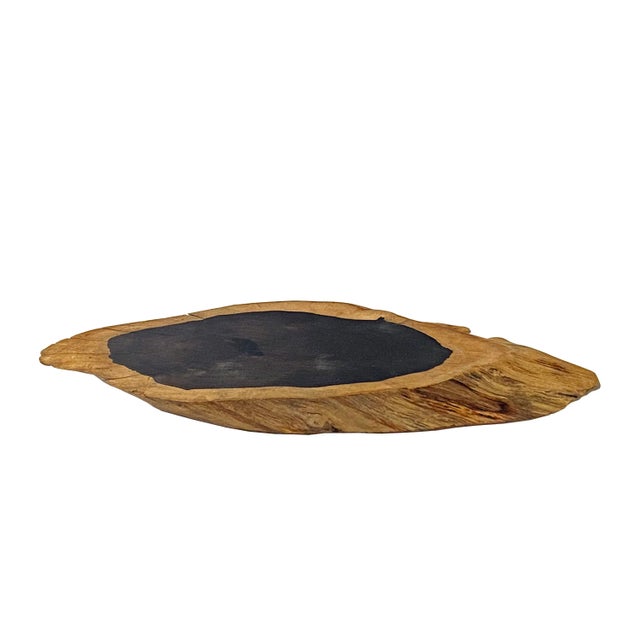 Contemporary 12" Natural Brown Wood Irregular Oval Shape Table Top Stand Riser For Sale - Image 3 of 7
