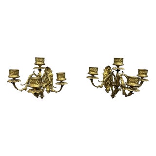 Louis XV Style Wall Sconces in Gilt Bronze, 1850s, Set of 2 For Sale