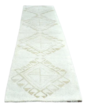 1960s Vintage Turkish Herki Handmade White Runner