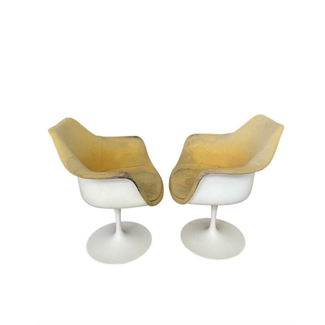 Eero Saarinen, for Knoll, “Tulip” Armchair in Yellow Upholstery, Circa 1960 - 1969- Set of 2 For Sale - Image 10 of 12