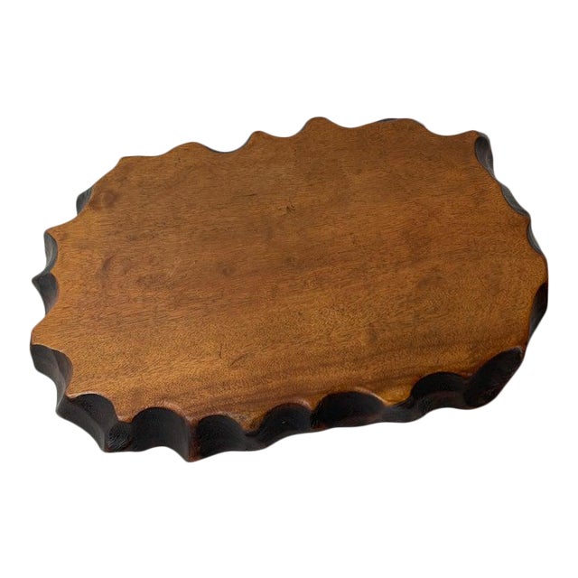 Chinese Hand Carved Wooden Display Stand With Naturalistic Edge For Sale