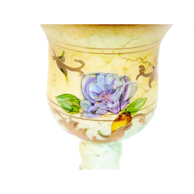 Pair of Mid-Century Modern Italian Venetian Art Glass Gilt & Painted Candlestick For Sale - Image 10 of 13