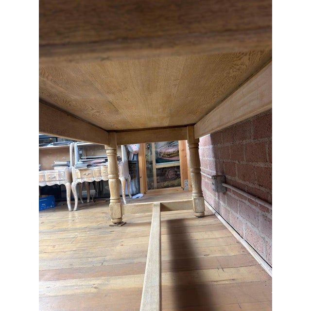 Vintage French Country Bleached Oak Farmhouse Dining Table For Sale - Image 10 of 12