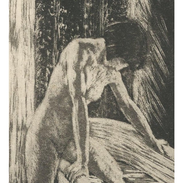 Raphaël Drouart, Nude Girl Entering the Bathtub, 1920s, Etching For Sale - Image 4 of 8