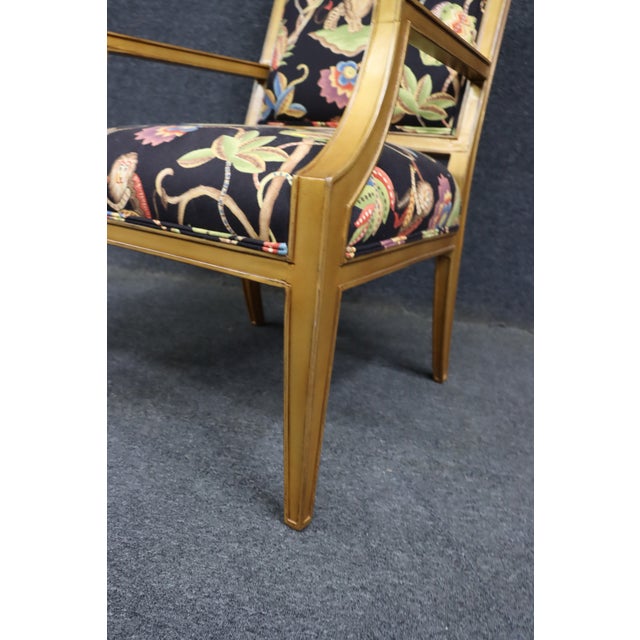 Neoclassical Stickley Fine Upholstery Gilt Lounge Chair in Brunschwig & Fils Les Touches Bengal Fabric For Sale - Image 3 of 15