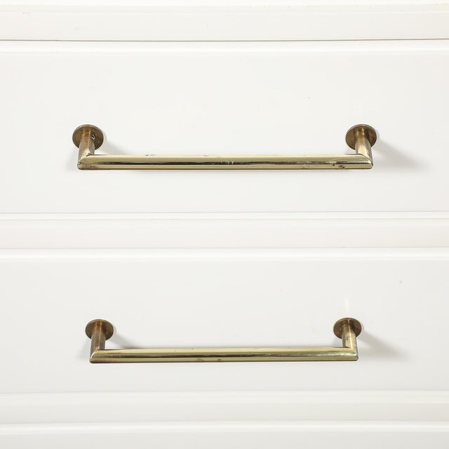 Tommi Parzinger Mid-Century Cream Lacquer W/ Black Lacquer Supports Sideboard by Tommi Parzinger For Sale - Image 4 of 18