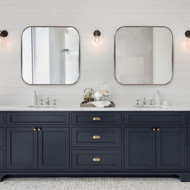 Industrial Copenhagen Square Brass Mirror For Sale - Image 3 of 9