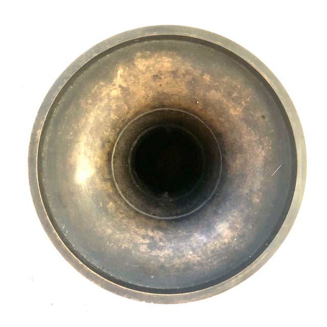 Metal 19th Century Meiji Japanese Chinese Asian Bronze Metal Vase Foodogs Handles Antique Vintage For Sale - Image 7 of 10