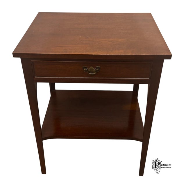 Late 20th Century Vintage Craftique Chippendale Style Solid Mahogany Nightstand / Side Table For Sale - Image 5 of 11