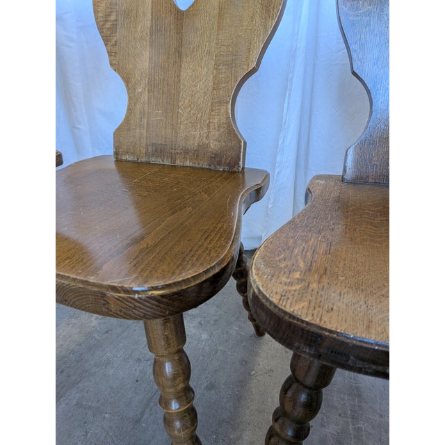 Vintage Tyrolean Farmhouse Heart Cutout Wooden Dining Chairs, 1970s, Set of 4 For Sale - Image 10 of 18