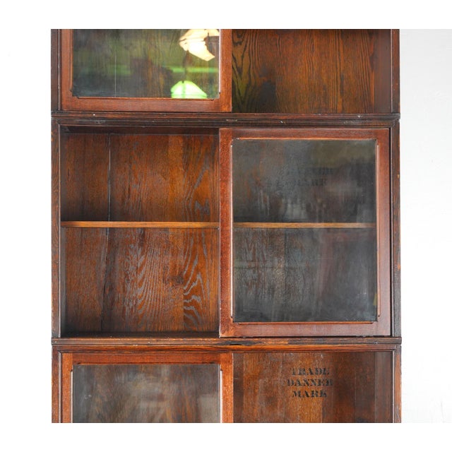 Mid 20th Century Four Section Sliding Glass Oak Danner Barrister Bookcase For Sale - Image 6 of 12