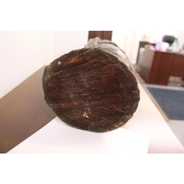 Vintage African Tribal Hand-Carved Wood Head Bust Sculpture For Sale - Image 12 of 13