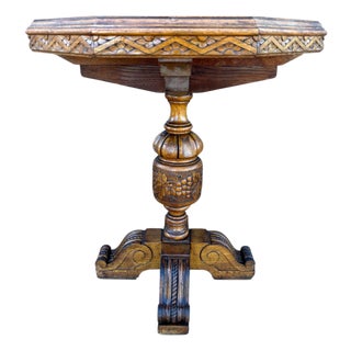 Renaissance Revival Carved Octagonal Pedestal Table, 1910 For Sale