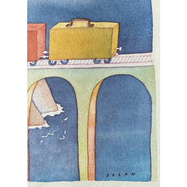 Jean-Michel Folon, Le train de valises, Etching For Sale - Image 5 of 6