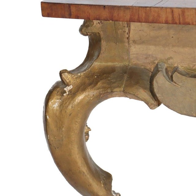 Antique Louis XIV Inlaid Flame Mahogany or Burl & Gilt Wood Console Table 18thC For Sale - Image 12 of 13