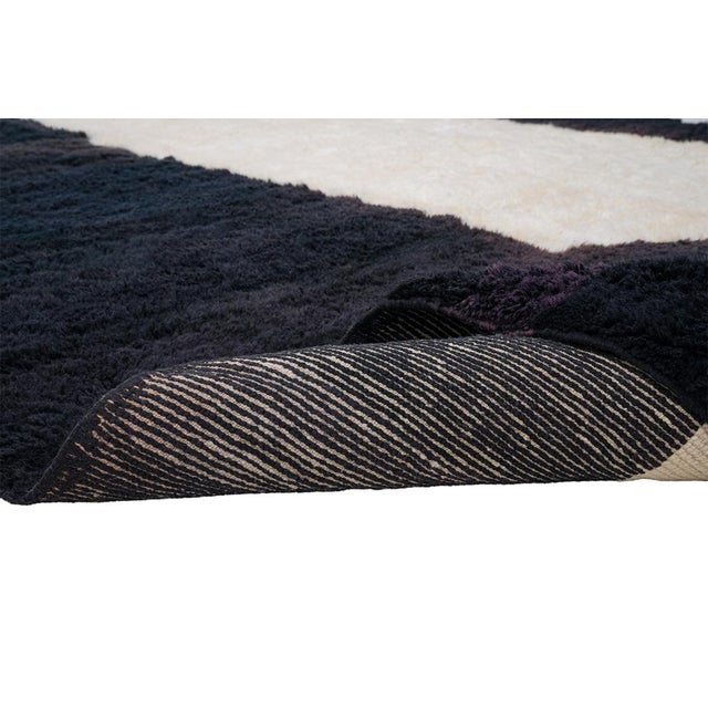 Abstract Silhouette Hand-Knotted Moroccan Wool Rug | 9'9" X 7'2" | One of a Kind For Sale - Image 6 of 7