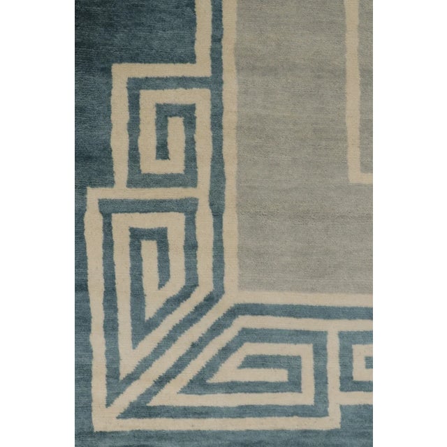 Ivory Rug & Kilim’s Oversized Contemporary Art Deco Style Rug in Teal, Ivory & Gray For Sale - Image 8 of 11