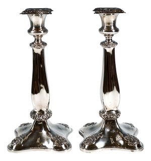 Antique Biedermeier Silver Candleholders, Vienna, Austria, 1840s, Set of 2