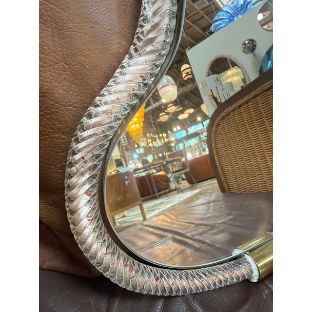 Modern Pear Murano Glass and Brass Wall Mirror For Sale - Image 3 of 7