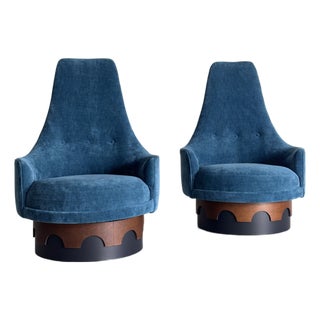 Restored Mid Century Adrian Pearsall Strictly Spanish Swivel Club Chair Pair For Sale
