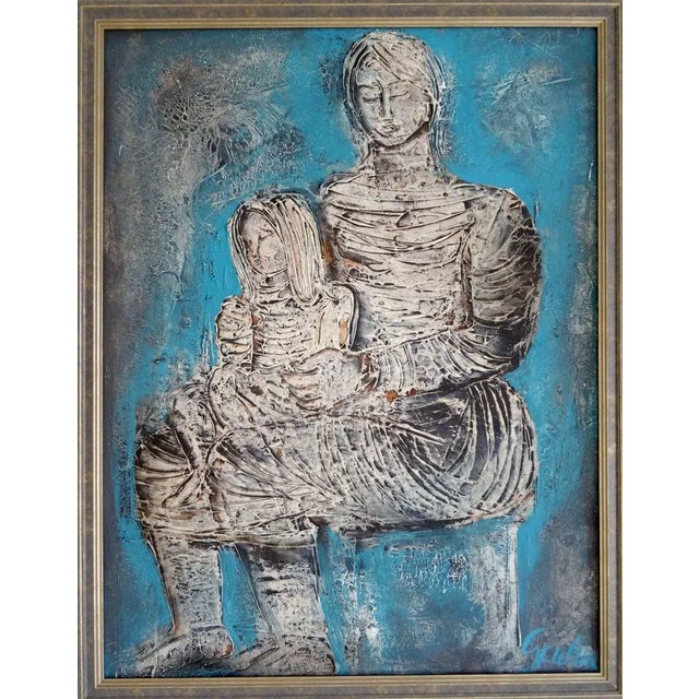 Mother with child. 1975. Cardboard, oil, 70x53 cm There is depicted mother and child in energetic form and peaceful...