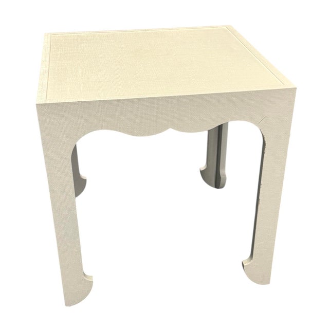 Asian Lee Jofa for Kravet Oliver Linen Wrapped Side Table For Sale - Image 3 of 10