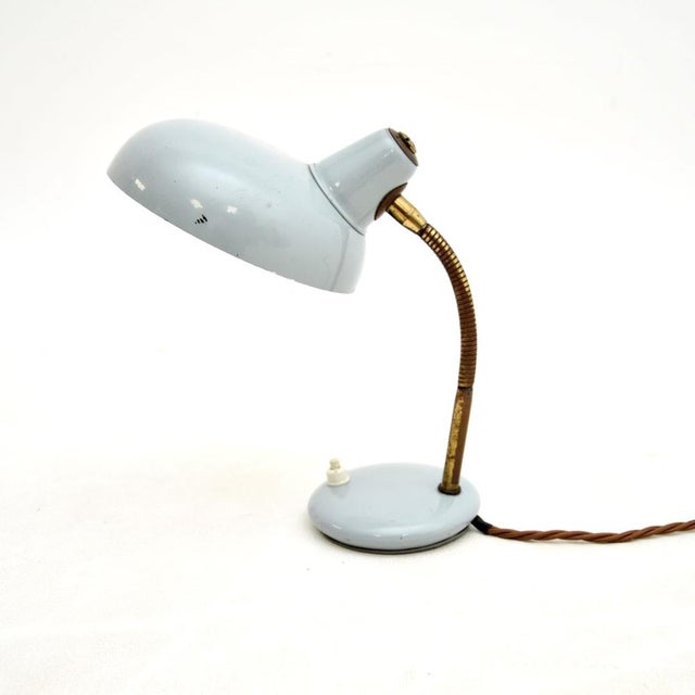 Mid-Century Modern Vintage French Enamelled Tole and Brass Desk Lamp, 1960s For Sale - Image 3 of 9