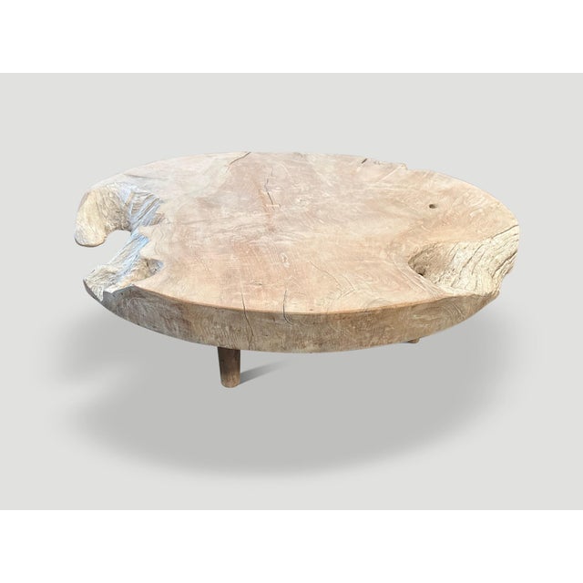 Andrianna Shamaris Impressive Organic Round Teak Wood Coffee Table For Sale - Image 12 of 18
