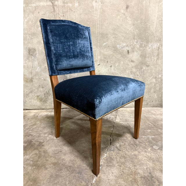 Michael S Smith Set of 24 Dining Side Chairs in Velvet With Nailhead Trim — Commissioned for George Clooney, 2010 Attributed to Michael S. Smith For Sale - Image 4 of 13