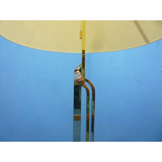 Mid-Century Modern Regency Italian Brass & Chrome Floor Lamp, 1970s For Sale - Image 3 of 10