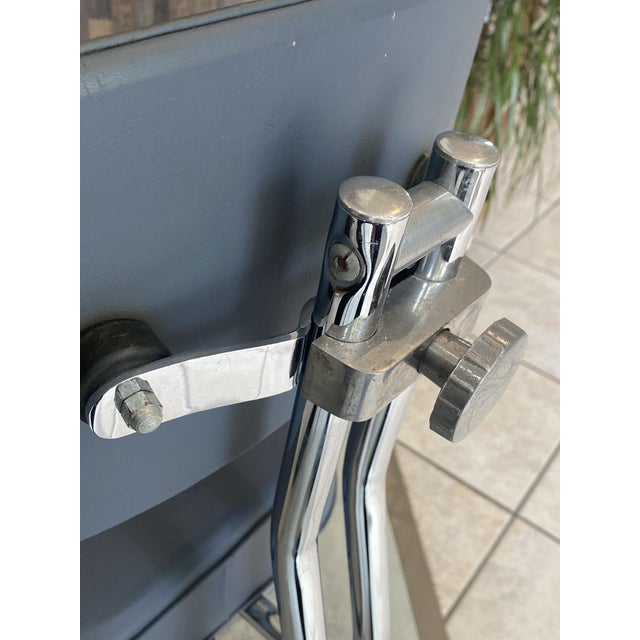 Vintage Swivel Office Chair in Grey Chrome Faux Leather in the style of Roneo, 1950s For Sale - Image 11 of 18