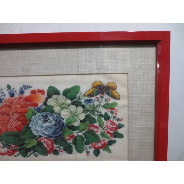 Paint Antique Chinese Watercolor Floral For Sale - Image 7 of 8