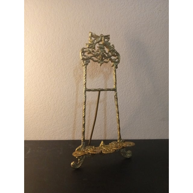 Art Nouveau Early 1900s Art Noveau Solid Brass Carved Easel For Sale - Image 3 of 6