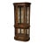 Vintage Illuminated Curved Glass Walnut Curio Cabinet With Smoked Veined Mirror & Adjustable Glass Shelves For Sale
