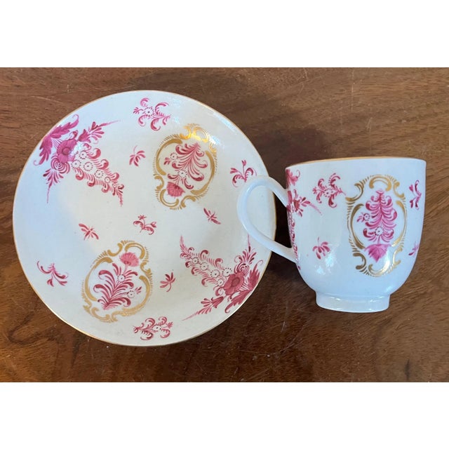 Rococo Antique 18th Century German Porcelain Puce Tea Cup & Saucer For Sale - Image 3 of 10